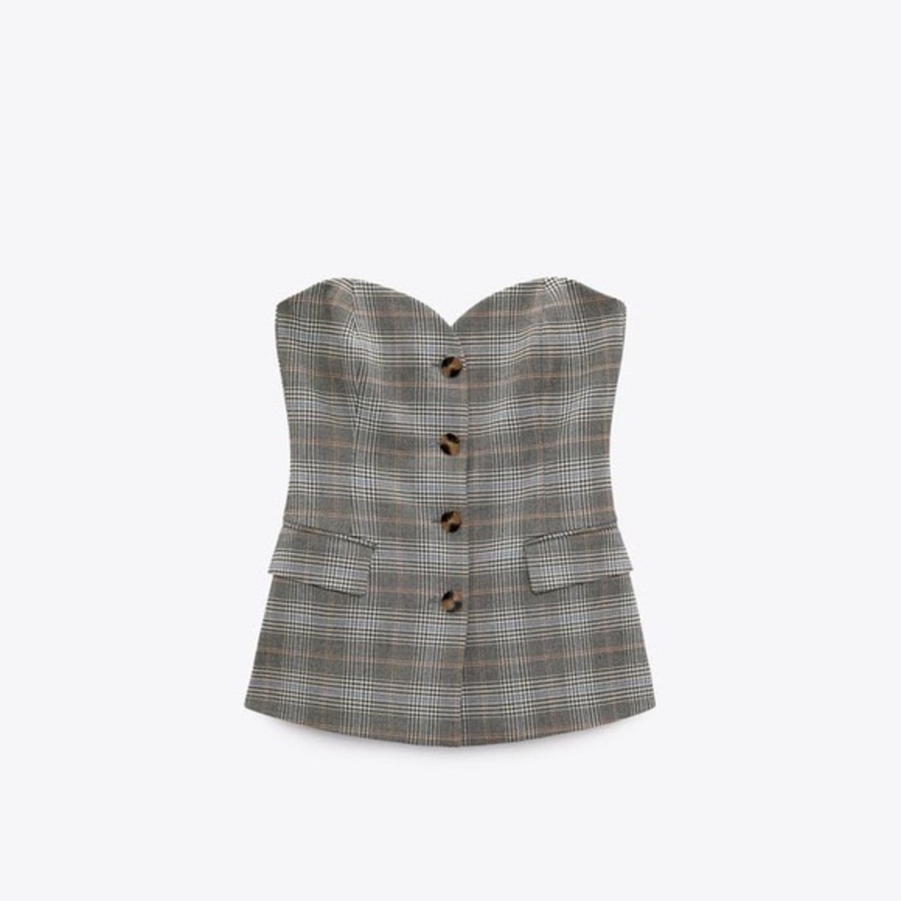 Zara plaid bustier top